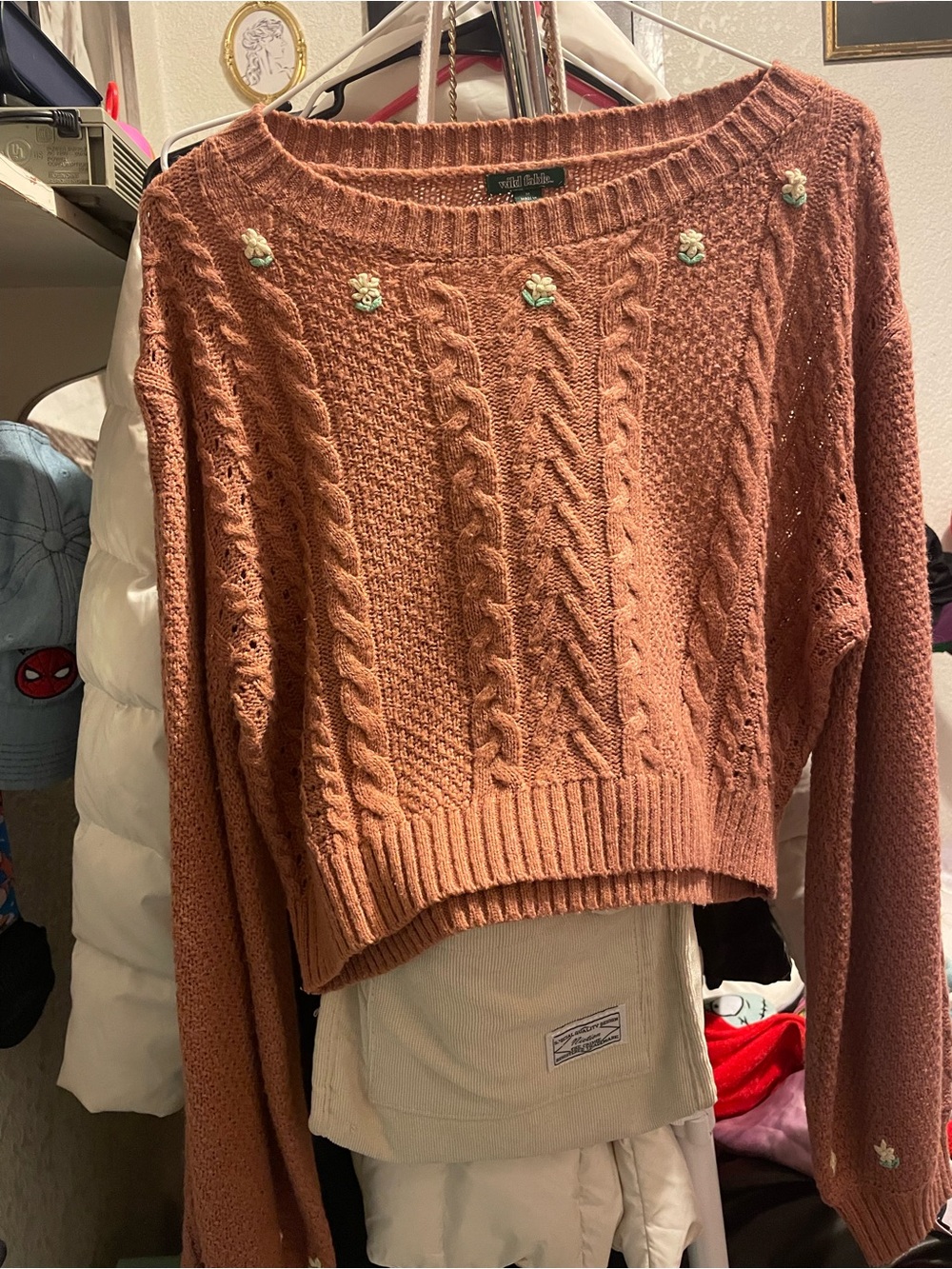 Stylish Cable-Knit Cropped Sweater - Dusty Rose